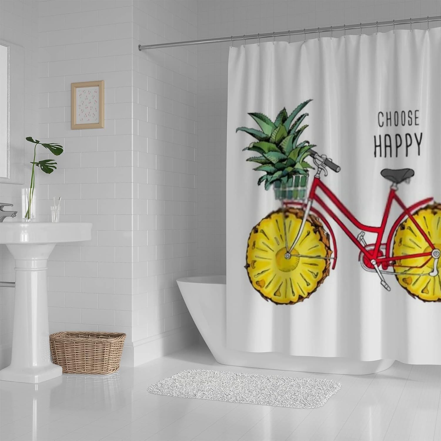 Hapuxt Retro Fruit Pattern Shower Curtain 60x72 Inch