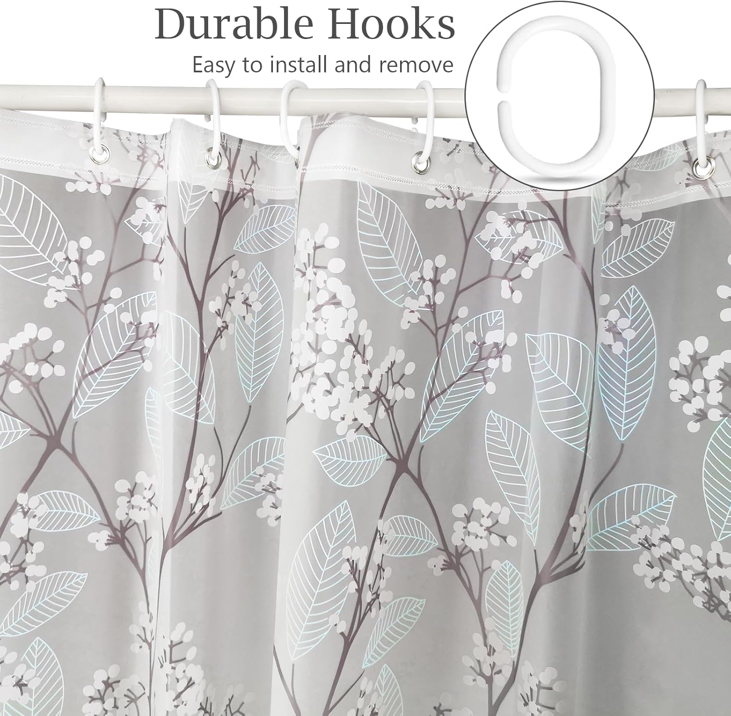 YAKUNCL EVA Shower Curtain Liner - 72x72 Matte Clear with 12 Hooks