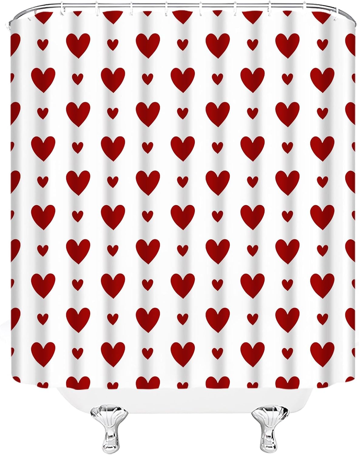 Valentines Day Shower Curtain Red Heart Modern Cute Love Romantic