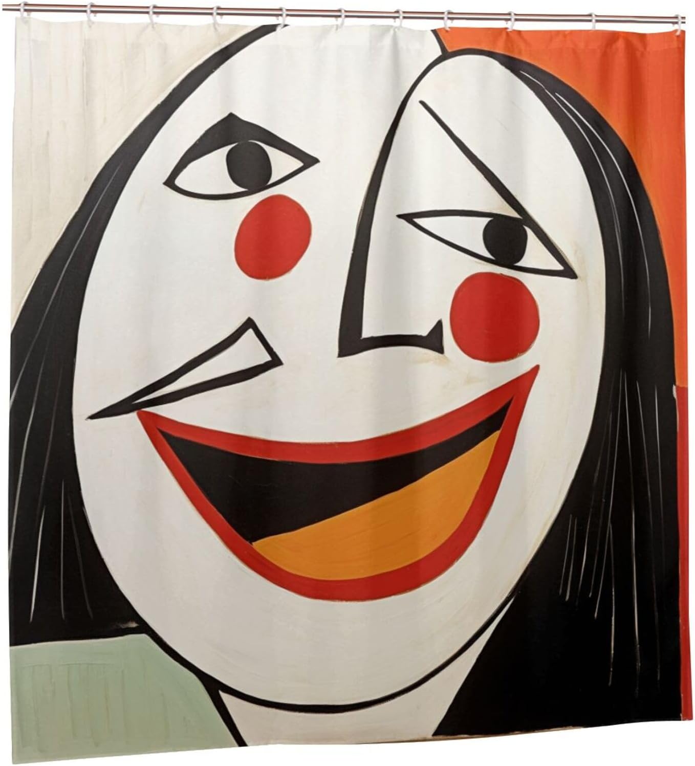 Laughing Girl Boho Shower Curtain Set with 12 Hooks 72x72in 1