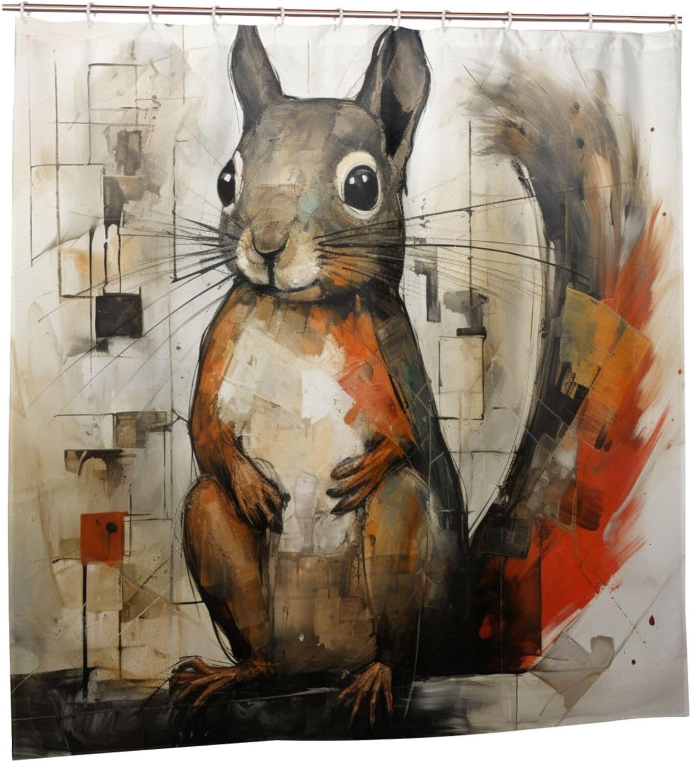 Squirrel Shower Curtain Set with 12 Hooks 72x72in