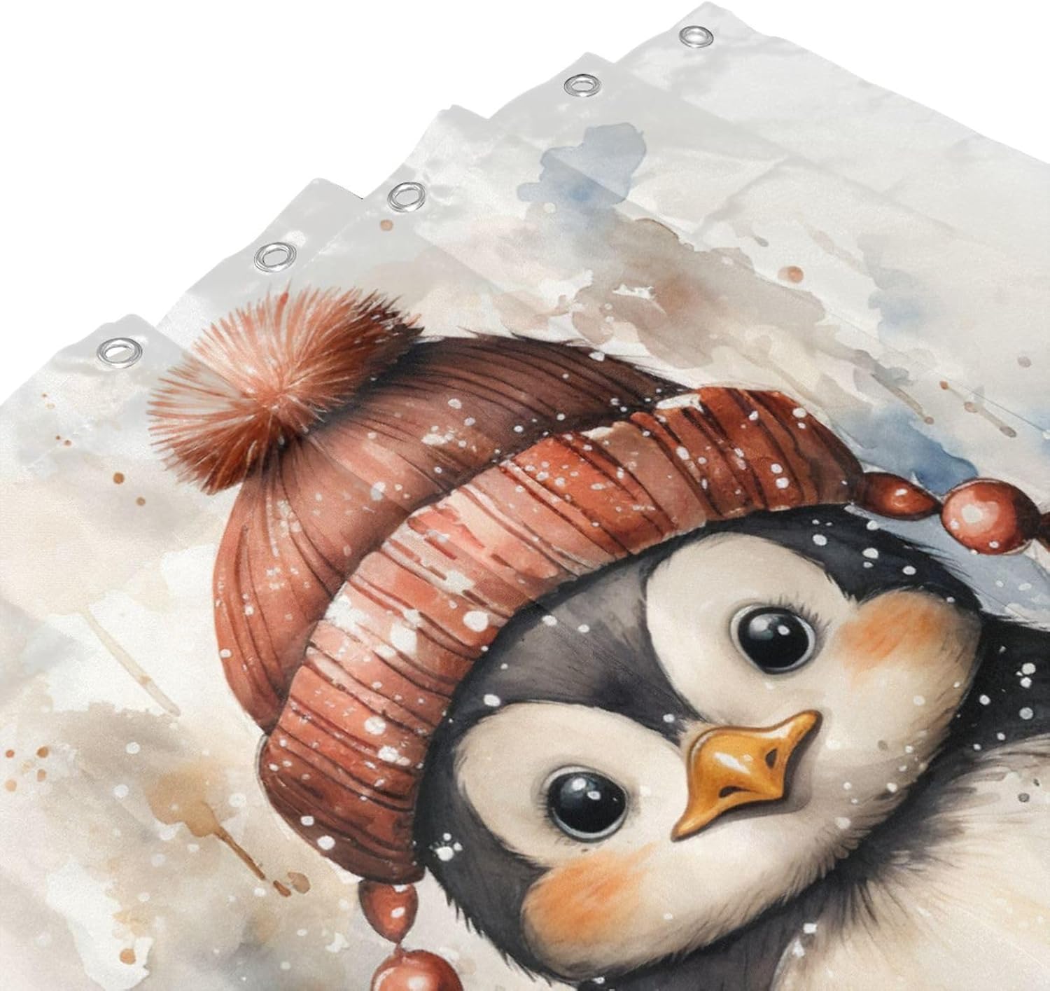 DAOWANGZUO Penguin Shower Curtain Set 72x72in with 12 Hooks