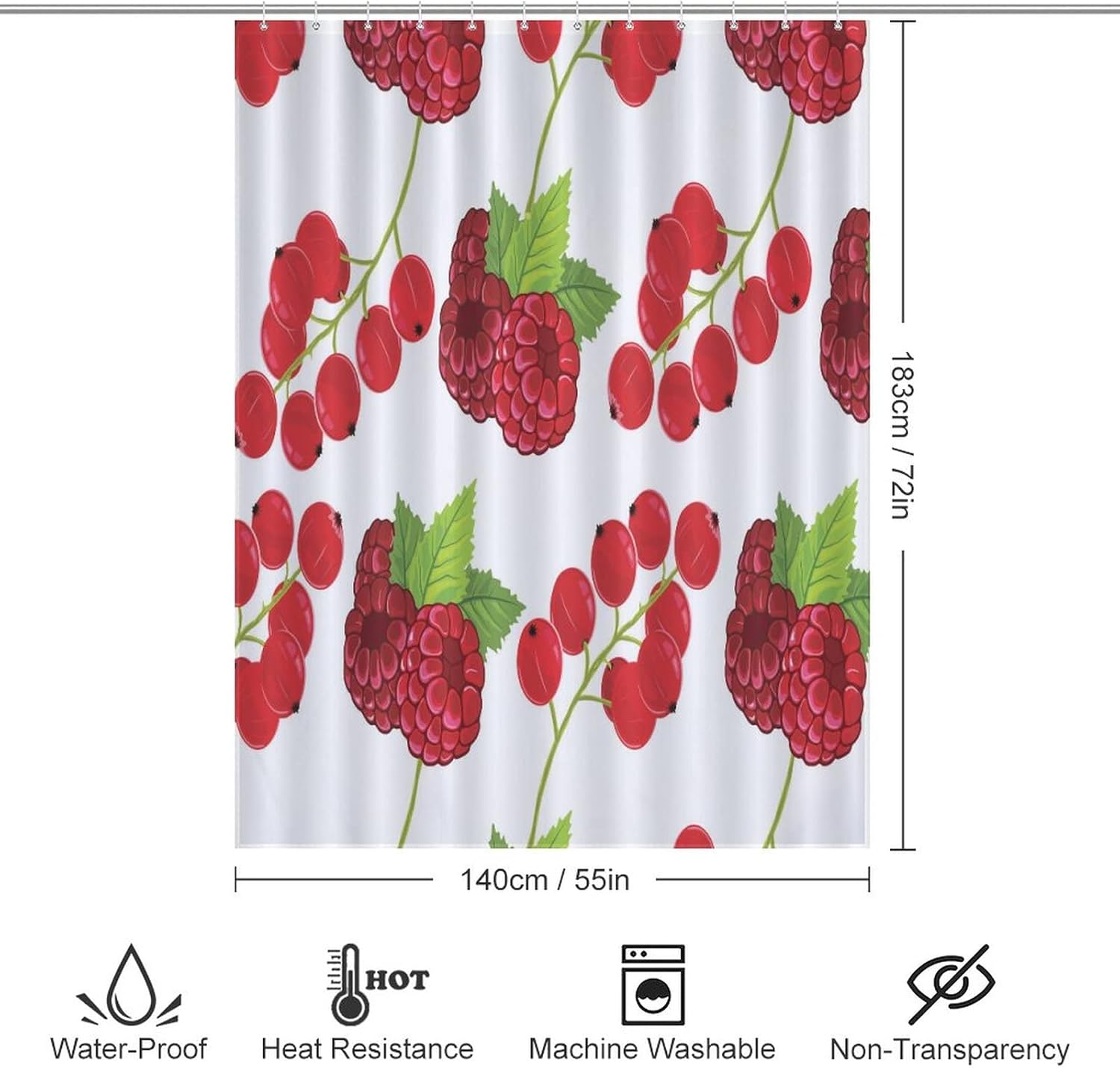 Sweet Natural Food Strawberry Shower Curtain 55x72 Inch