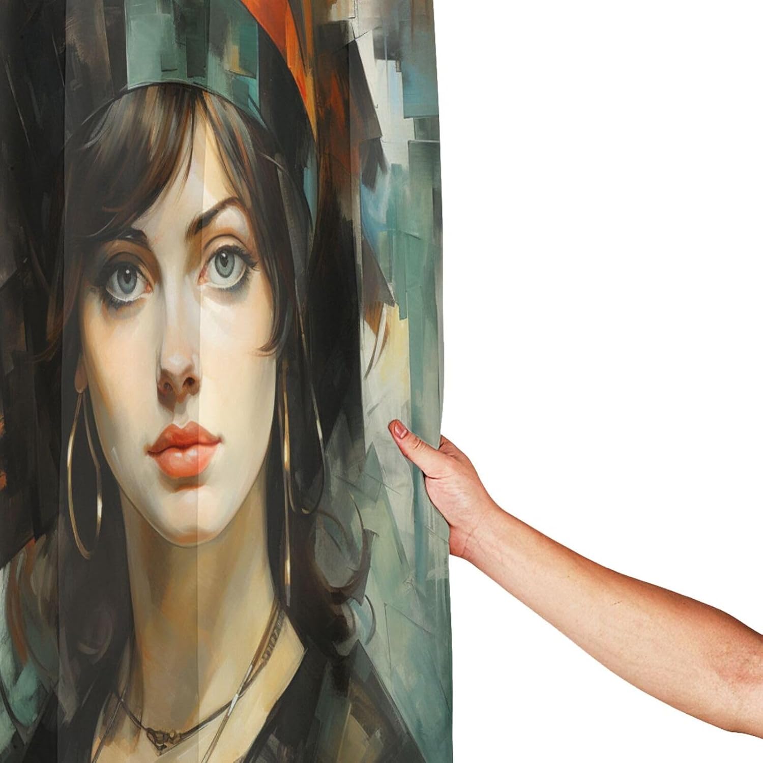 DAOWANGZUO Abstract Girl Shower Curtain Set