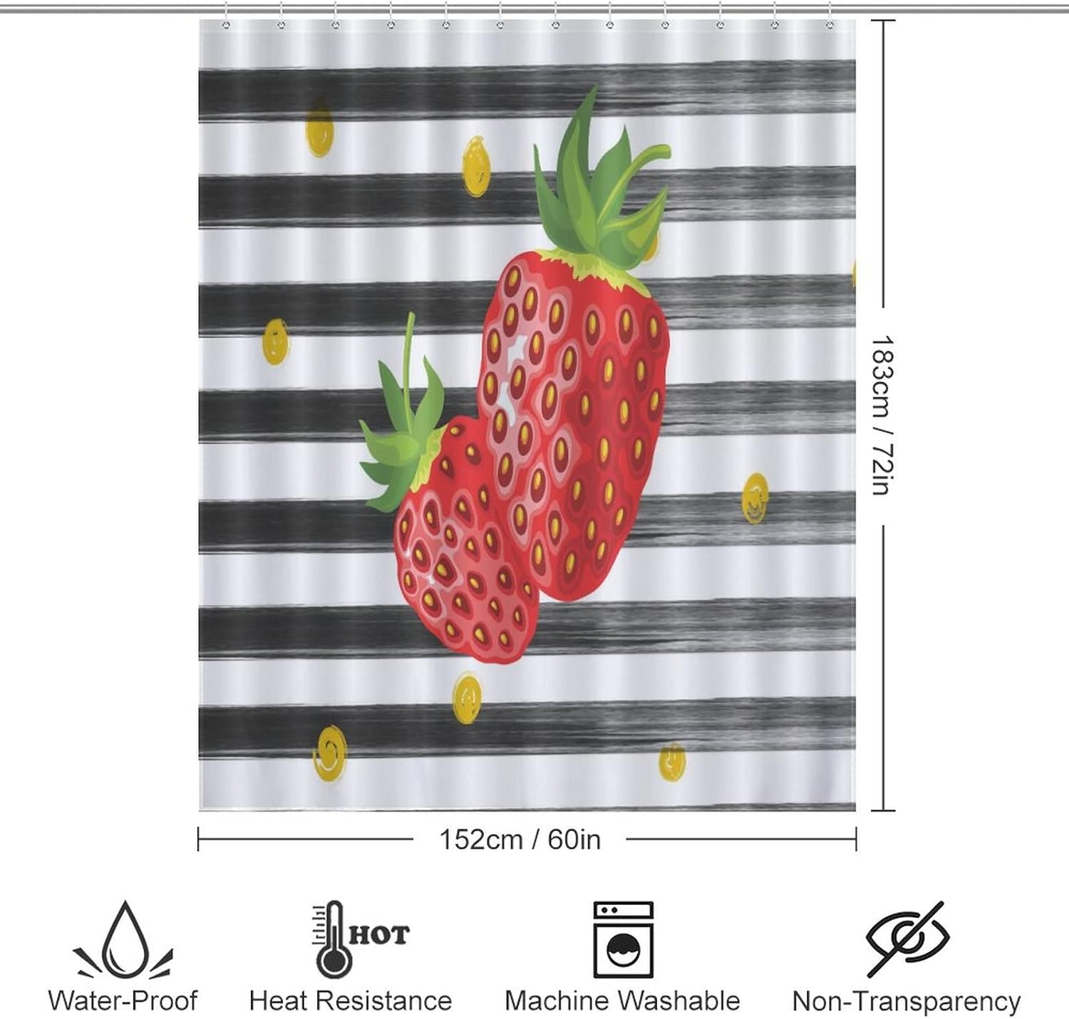 Sweet Natural Food Strawberry Shower Curtain Set 1