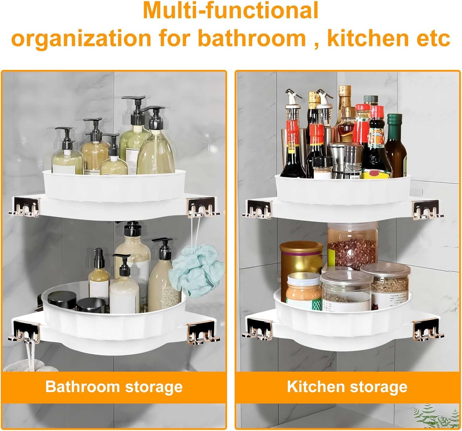 360 Rotating Bathroom Storage Rack with Corner Design 1