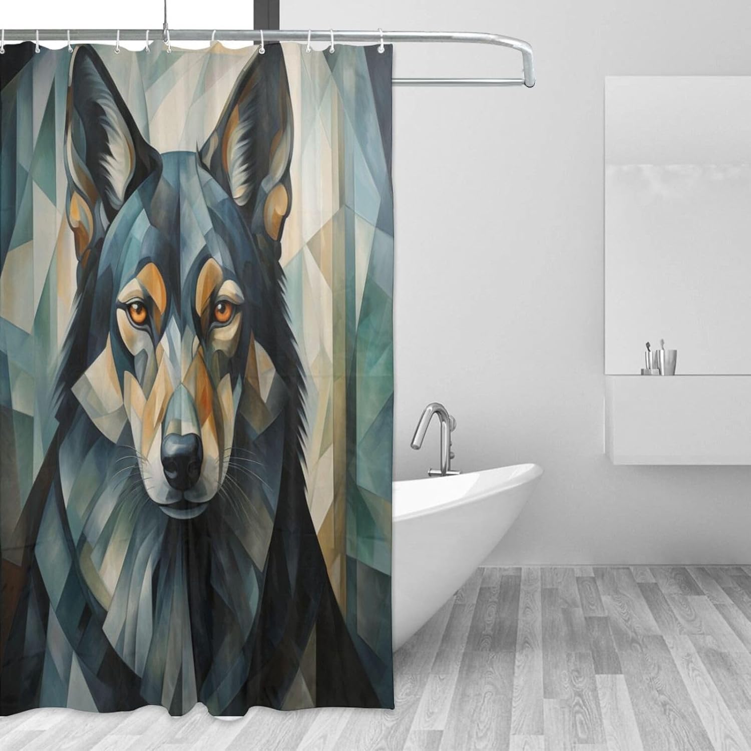 Black Dog Design Shower Curtain Set with 12 Hooks 72x72in