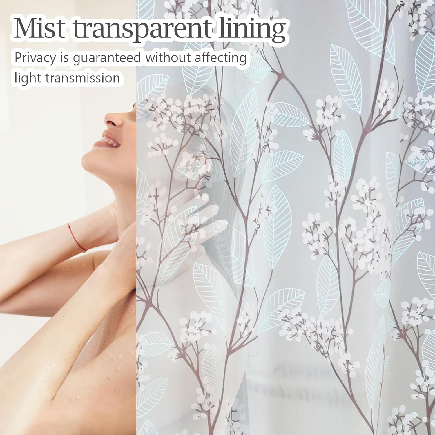 YAKUNCL EVA Shower Curtain Liner - 72x72 Matte Clear with 12 Hooks