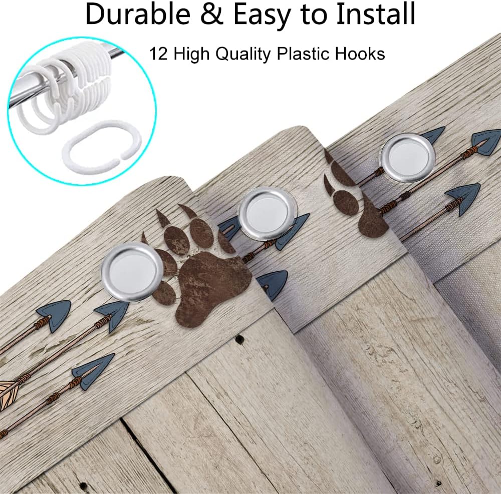 Bear Shower Curtain Set with 12 Hooks 72x72 Inches