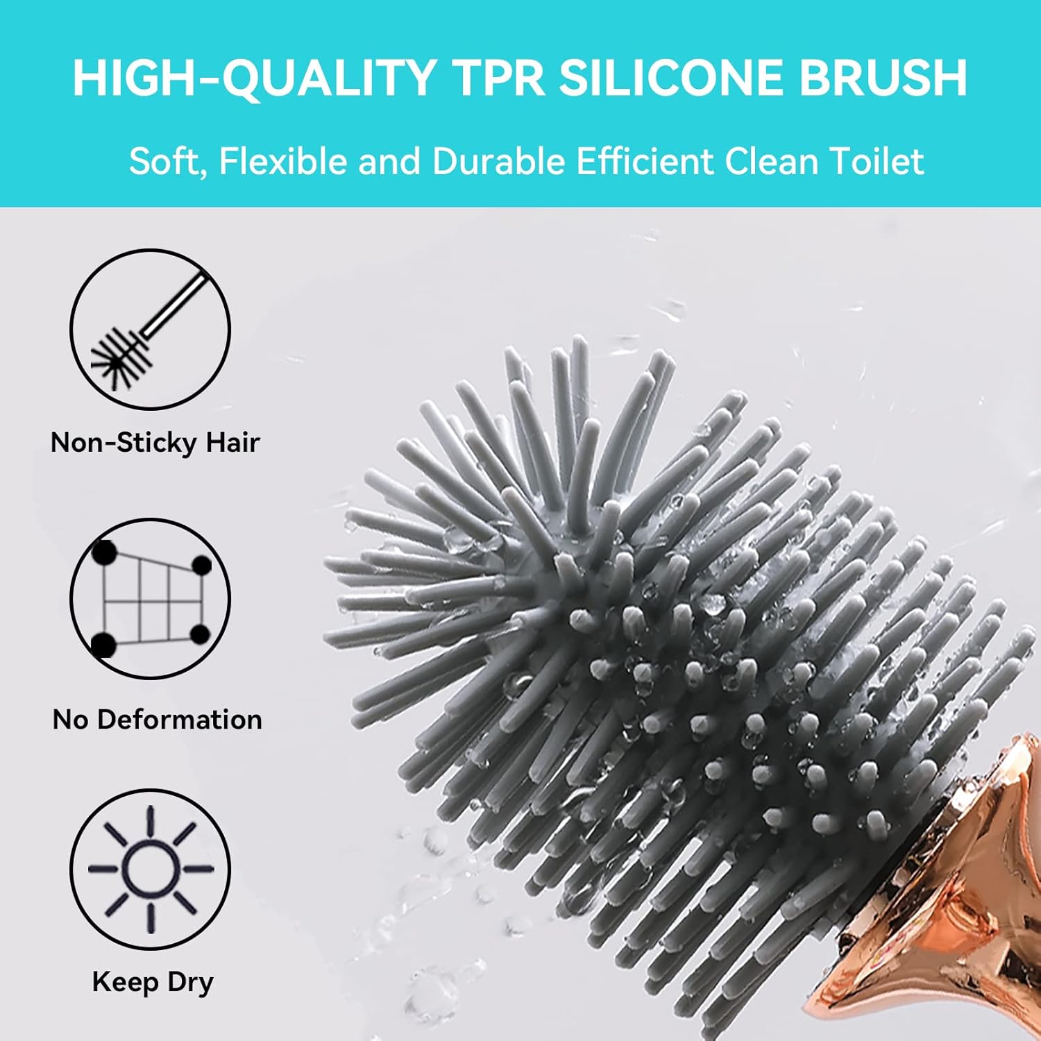 Aokala Toilet Brush Set 2 Pack Silicone with Ergonomic Handle