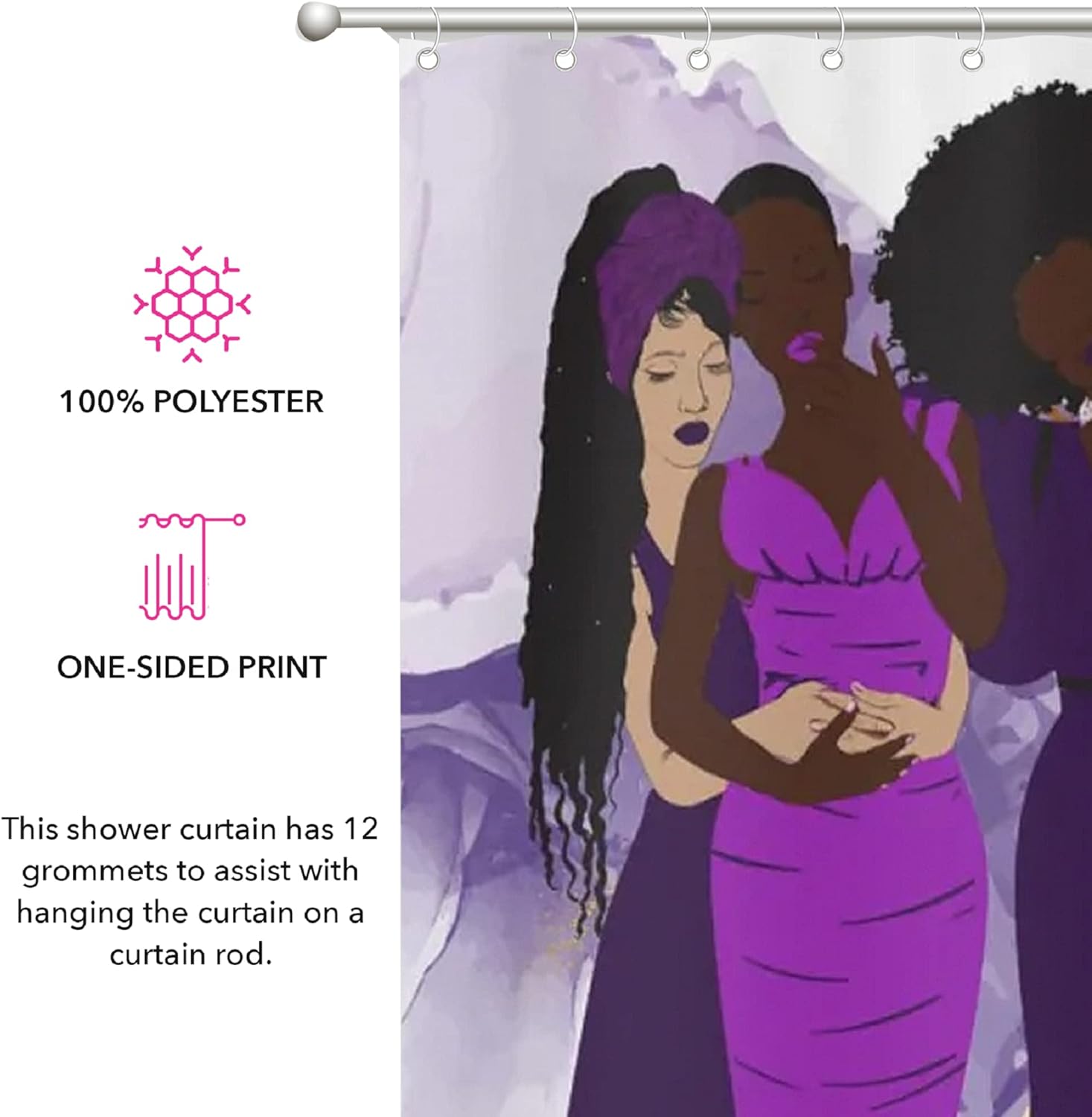 Pardon My Fro Harmony Shower Curtain - 71x71 White 100 Polyester Chic Print