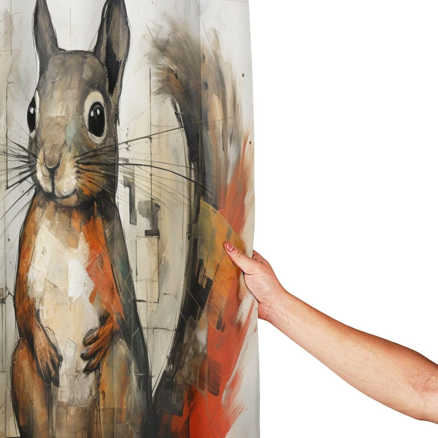 Squirrel Shower Curtain Set with 12 Hooks 72x72in