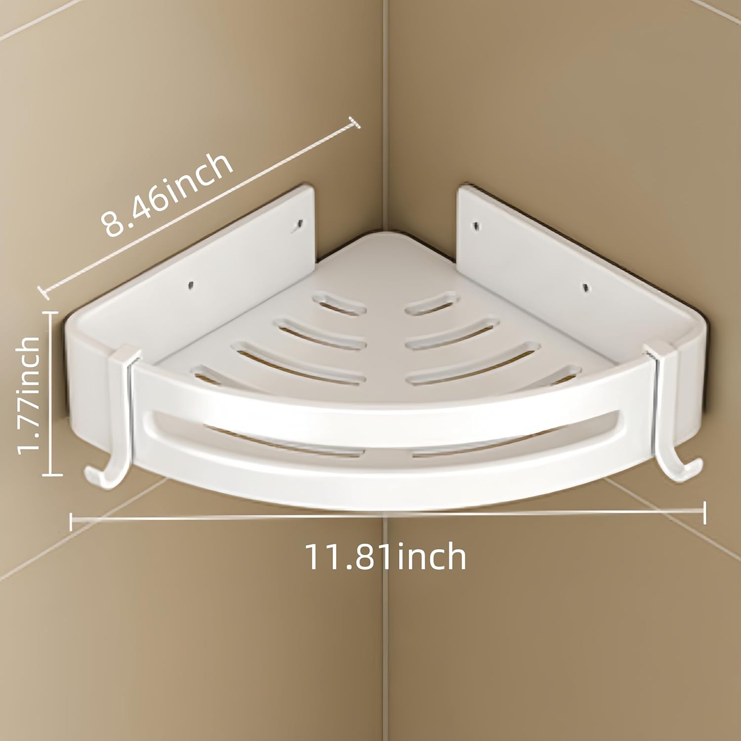 2 Pack Corner Shower Caddy with Hooks and Storage