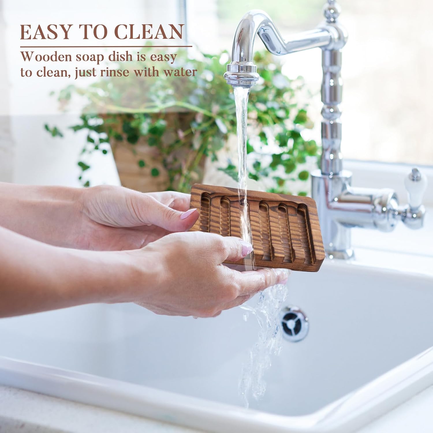 Wooden Soap Dish 3 Pack - Rustic Style Bathroom Kitchen Holder