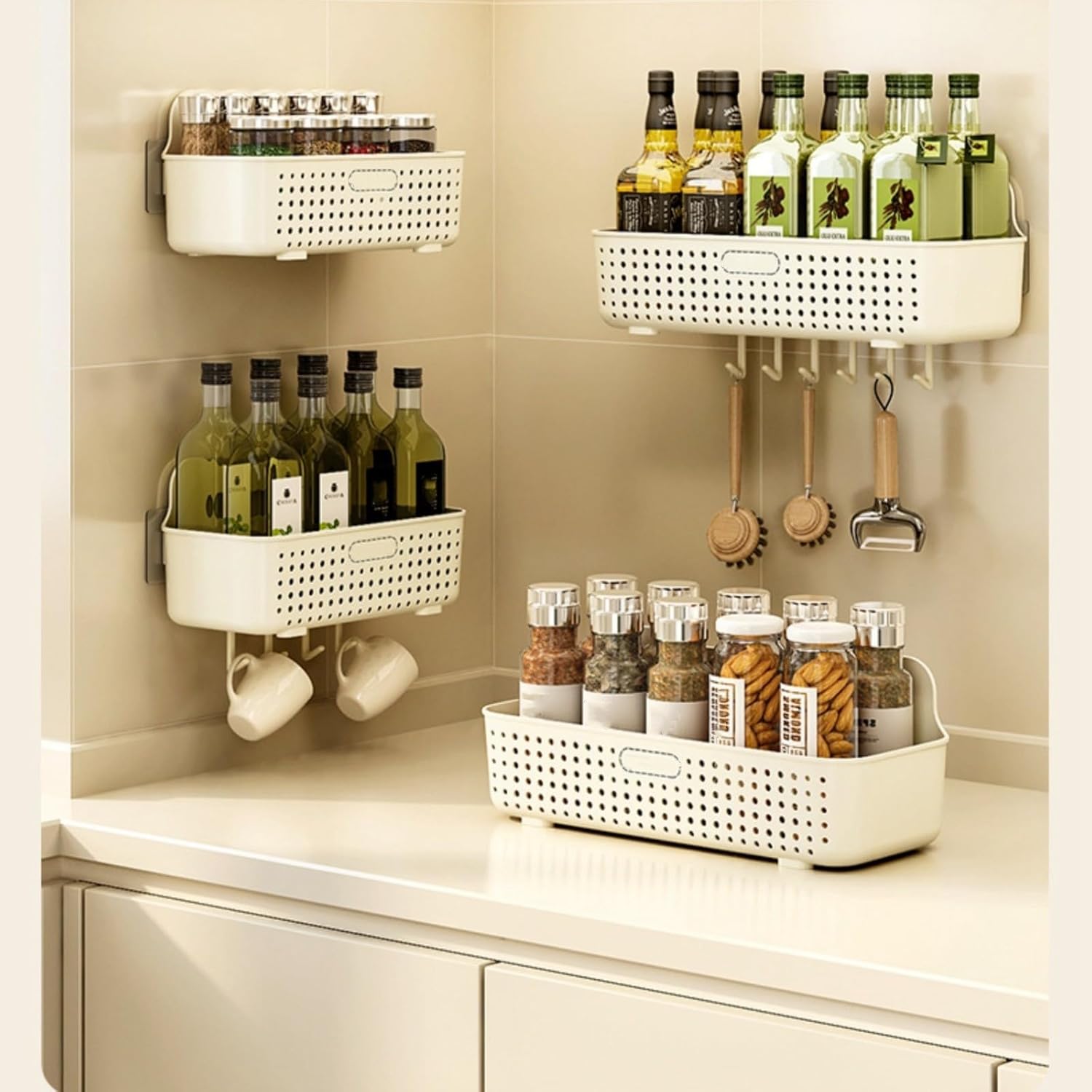 Wall Mounted Storage Basket for Bathroom and Kitchen
