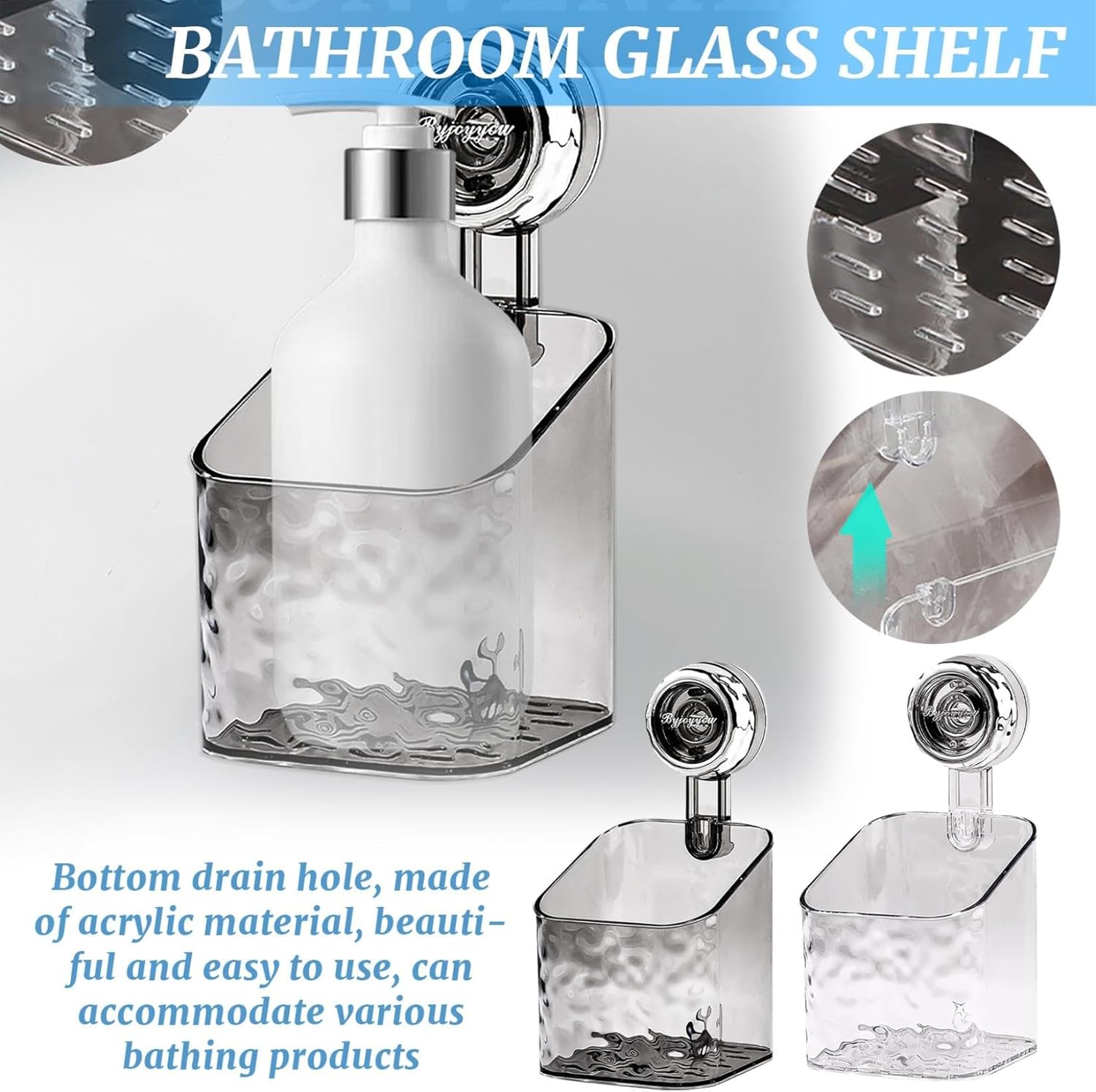 No-Drill Clear Wall Caddy with Suction Cups 1