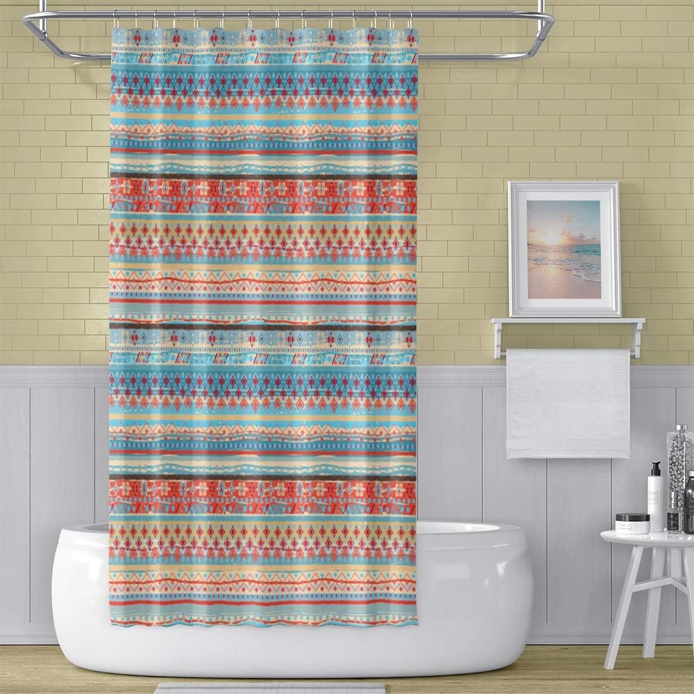 OERJU 65x72inch Boho Stripe Shower Curtain with Hooks