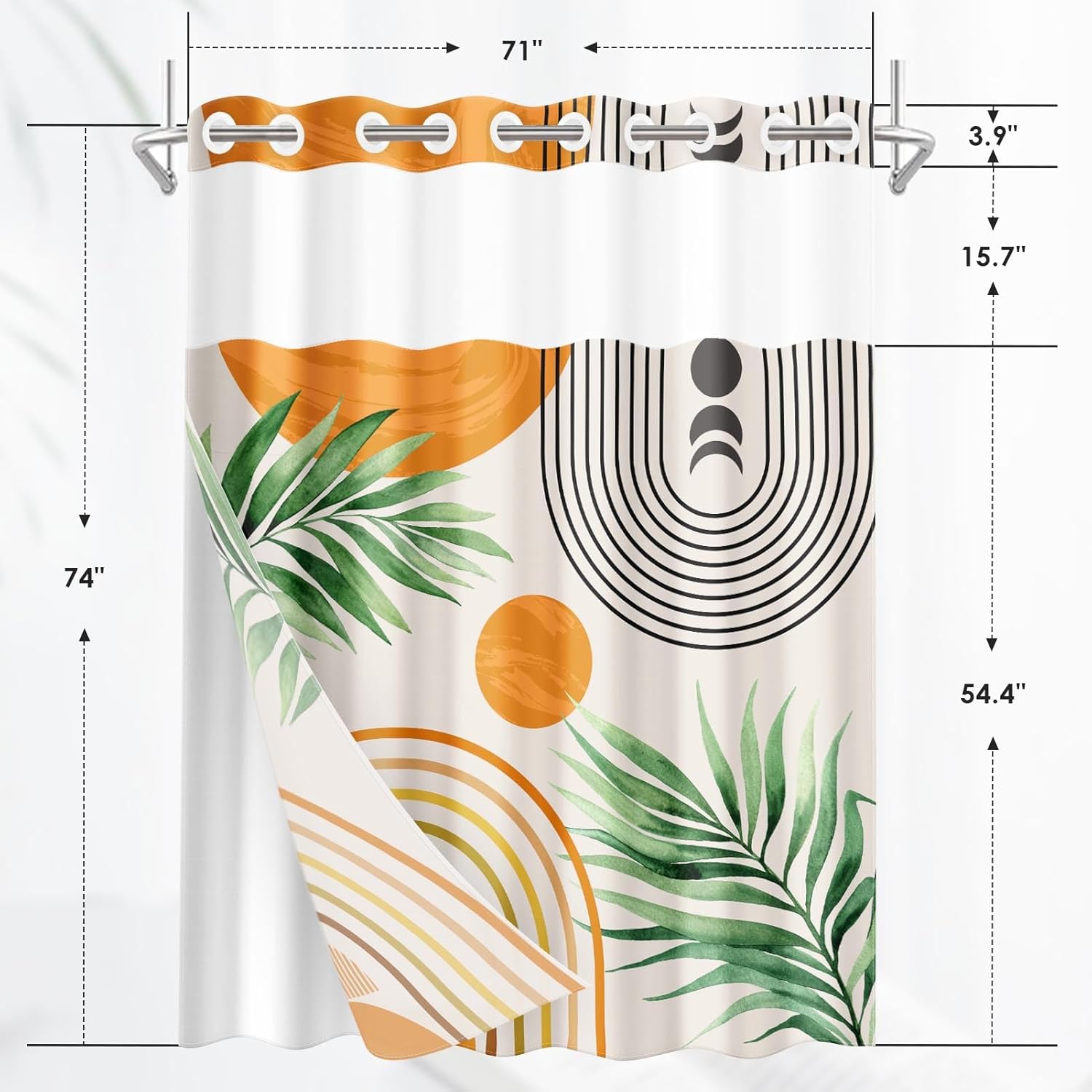 Nesphy Boho Geometric Shower Curtain Set with Liner