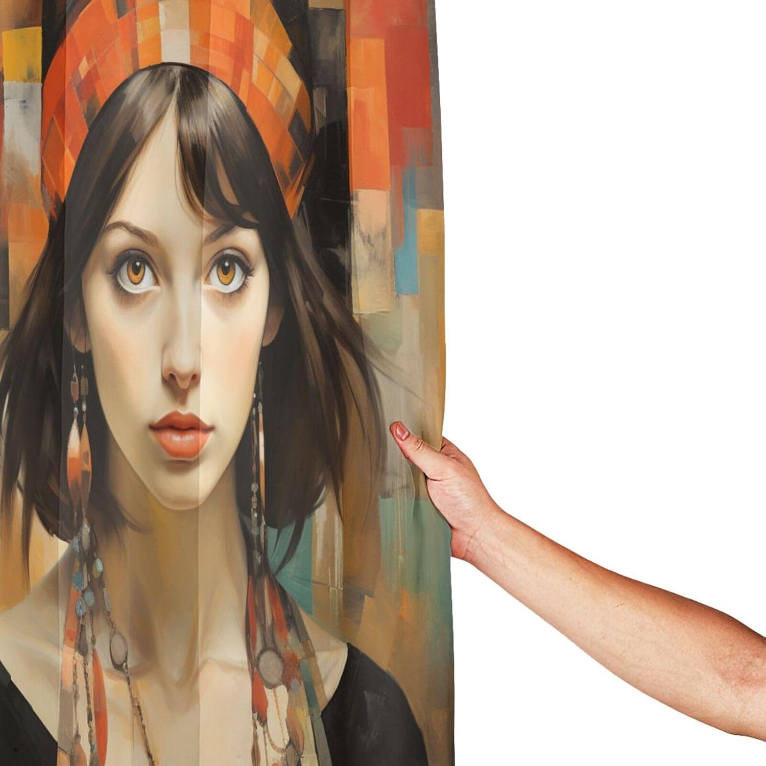 DAOWANGZUO Female Face Shower Curtain Set with 12 Hooks 72x72in 1