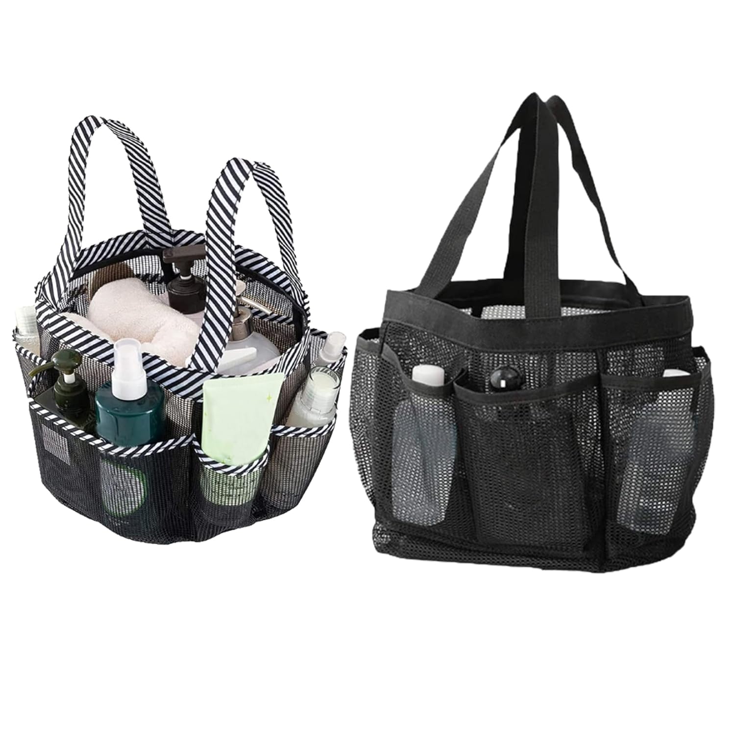 KDAMGOQE Bathroom Organizer Mesh Shower Caddy Portable 8-Pocket Black