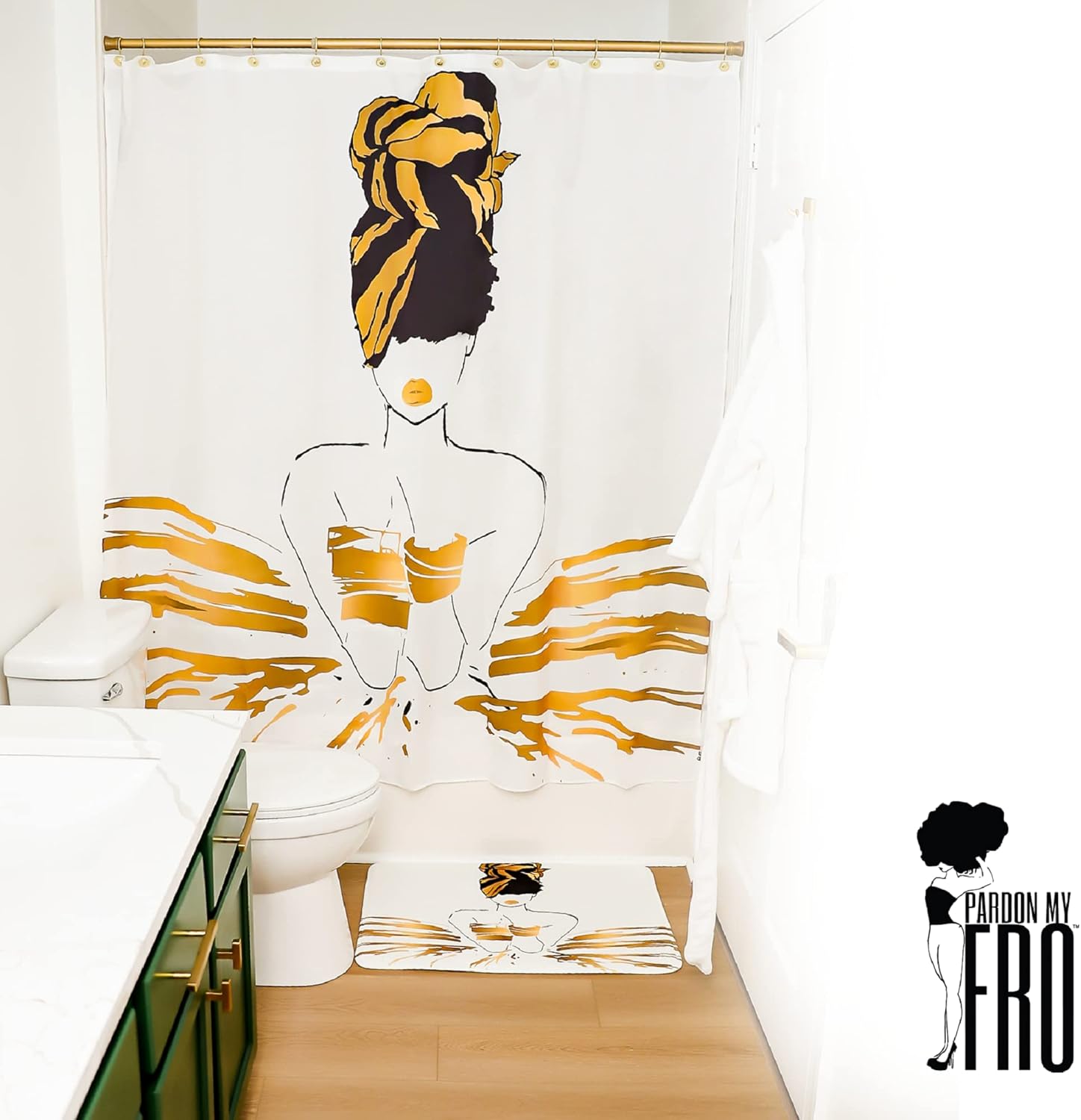 Pardon My Fro Harmony Shower Curtain - 71x71 Inch Waterproof Chic Print