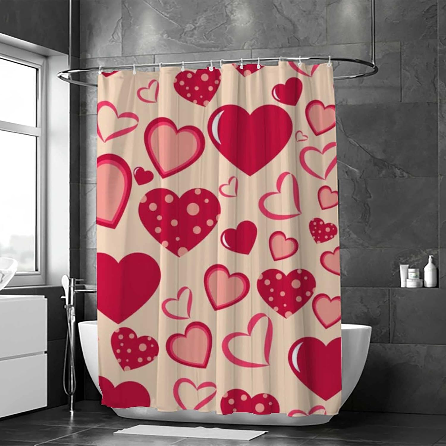 Hapuxt Waterproof Shower Curtain with 12 Hooks 60x72 Inch