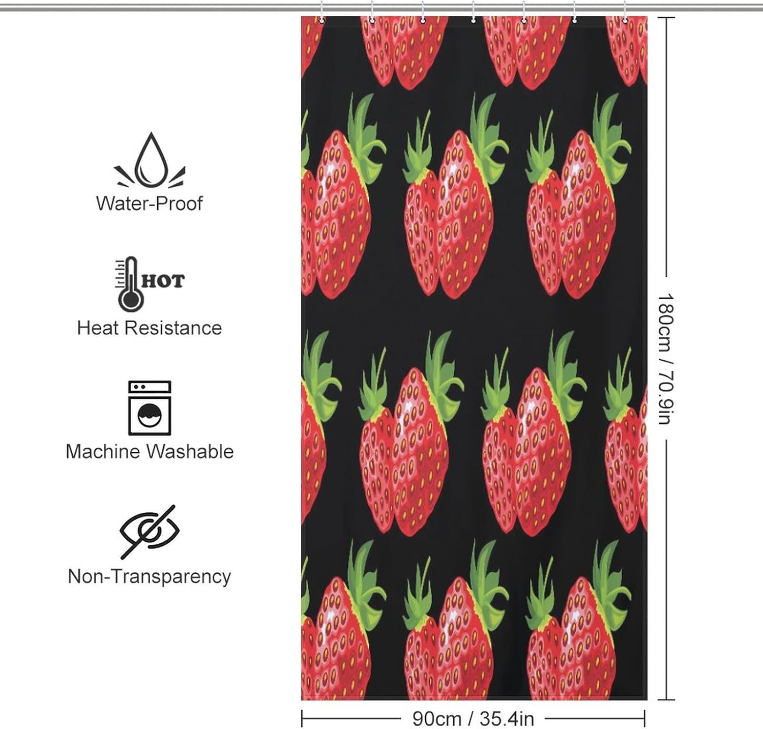 Sweet Natural Food Strawberry Shower Curtain 36x72 Inch