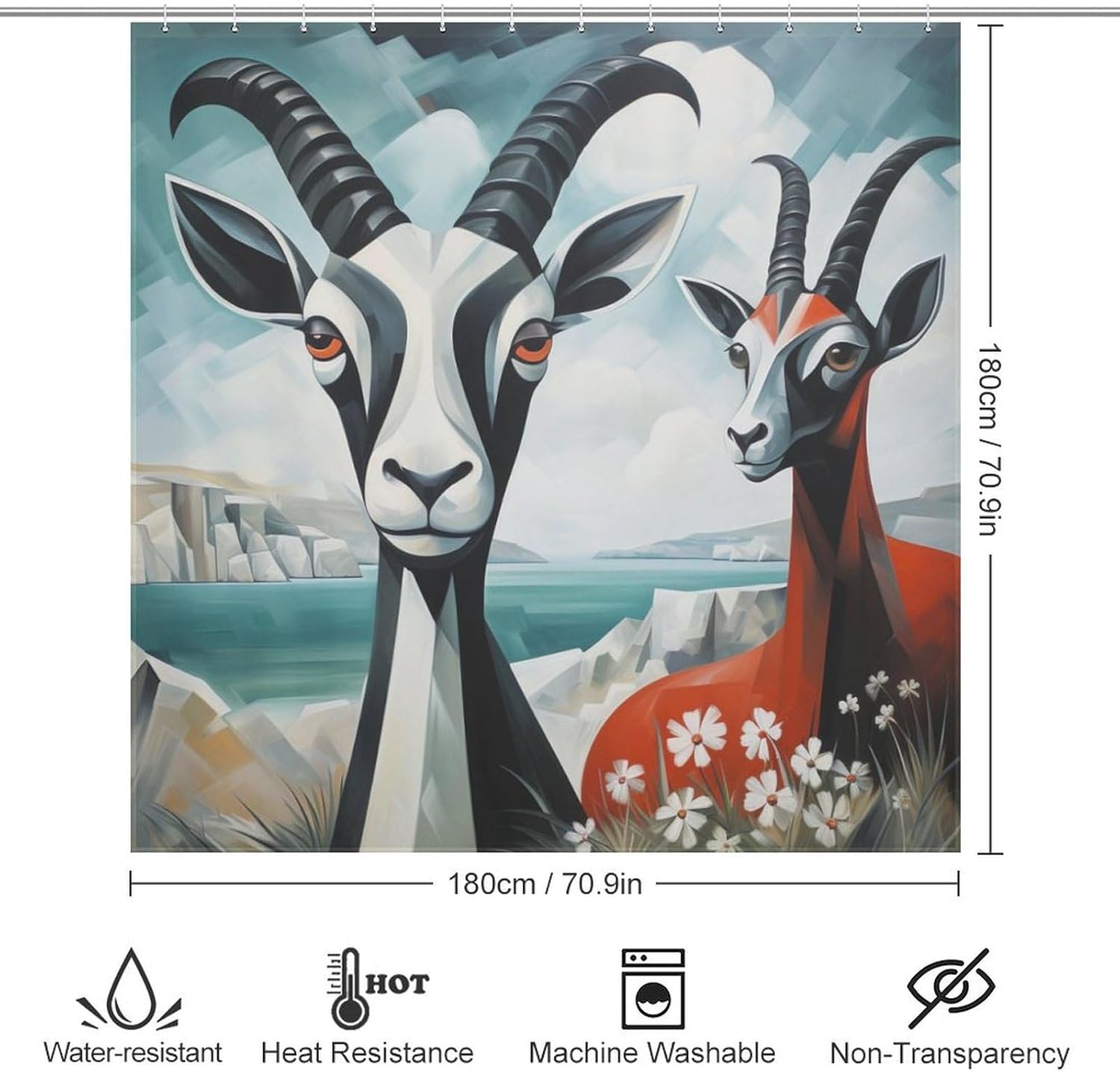 DAOWANGZUO Sheep Shower Curtain Set 1