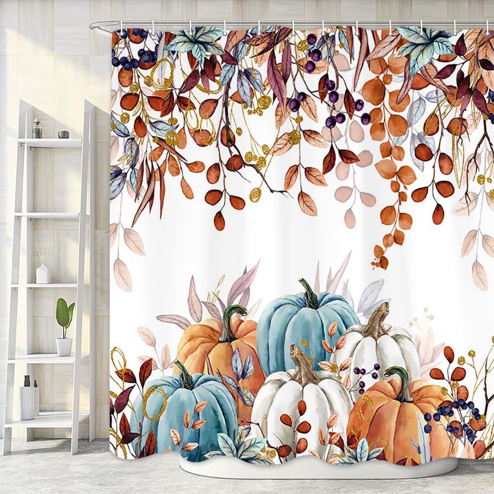Fall Harvest Thanksgiving Pumpkin Shower Curtain 72x72in