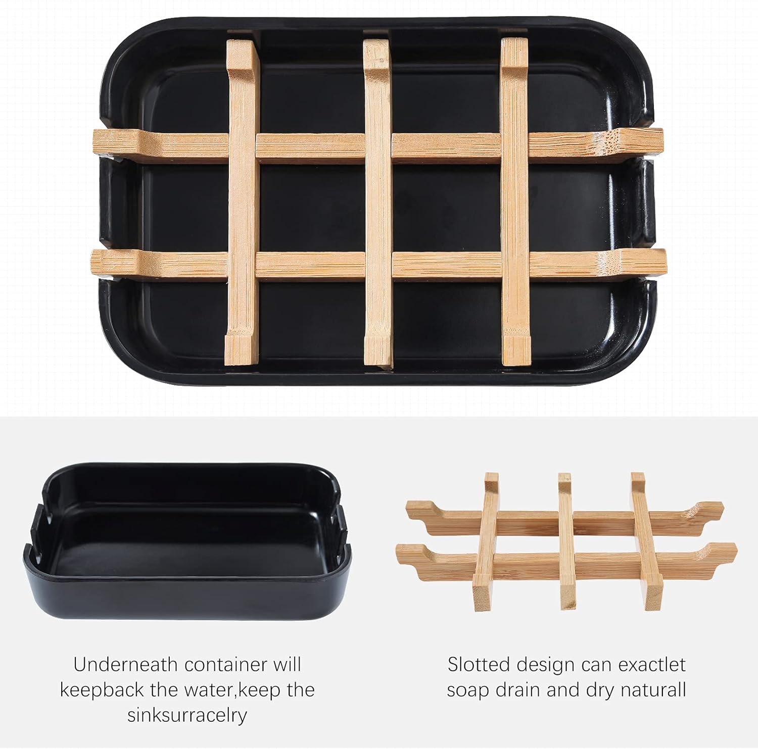 Leadiy Bamboo Soap Dish 100 Recycled Eco-Friendly Bathroom Holder