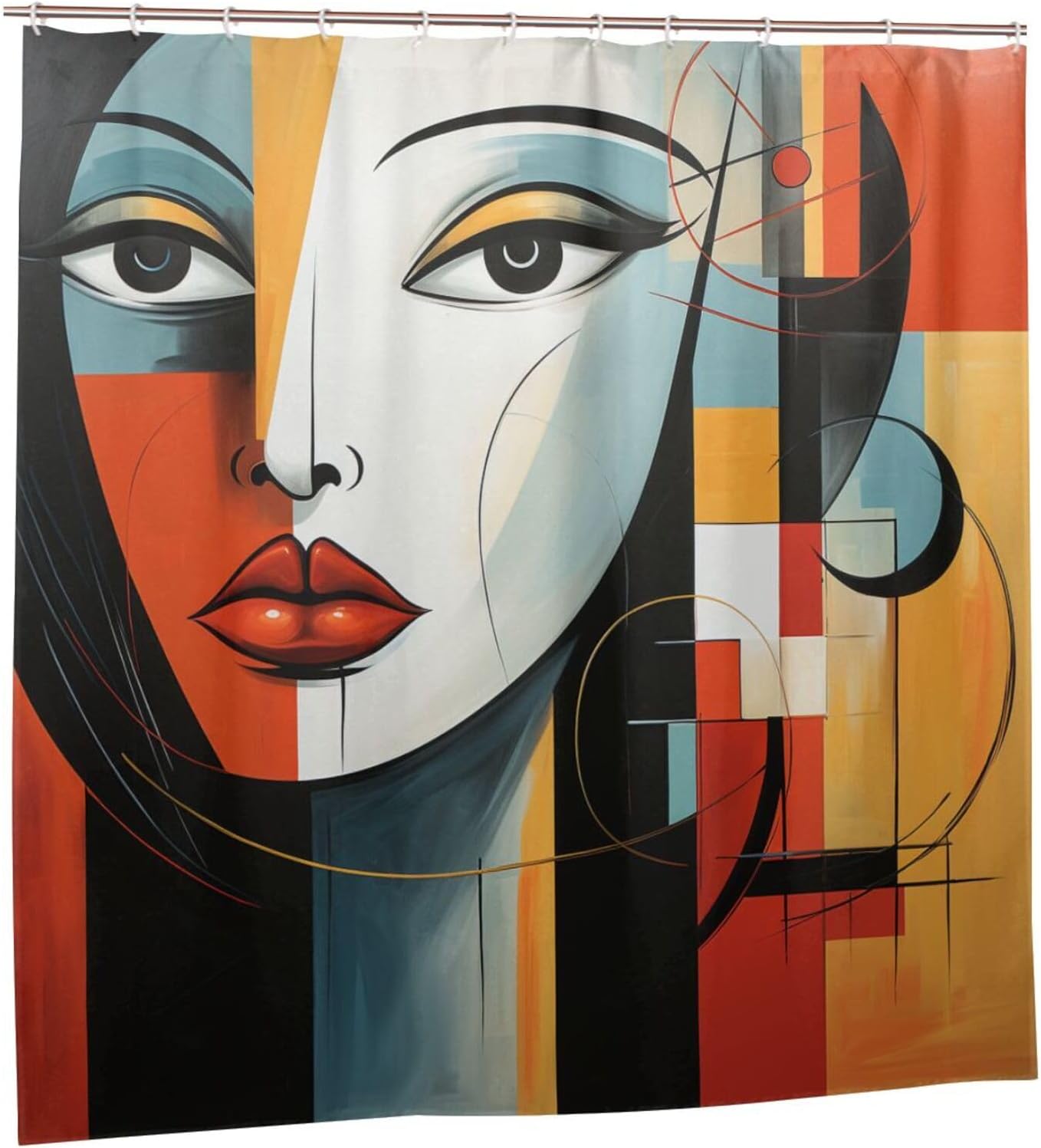 DAOWANGZUO Female Face Shower Curtain Set 72x72in with 12 Hooks