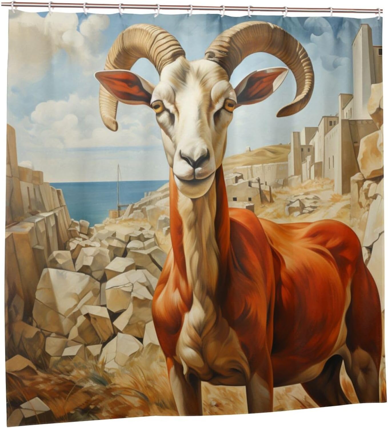 DAOWANGZUO Sheep Shower Curtain Set 72x72in with 12 Hooks 1