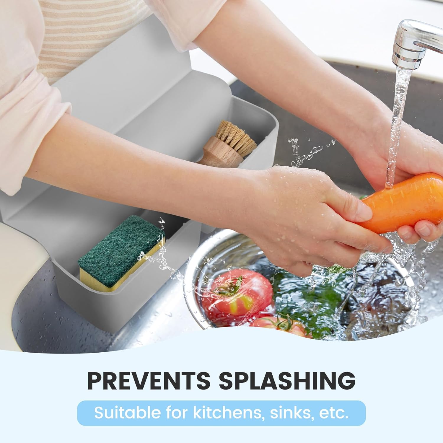 Bathtub Splash Guard with 70 Suction Cups - Gray