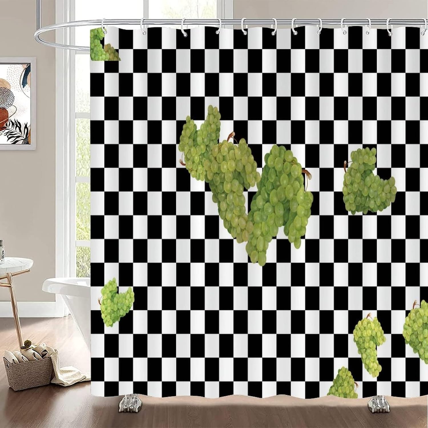 UTF4C Fruit Lattice Shower Curtain Set 35x71 with Hooks