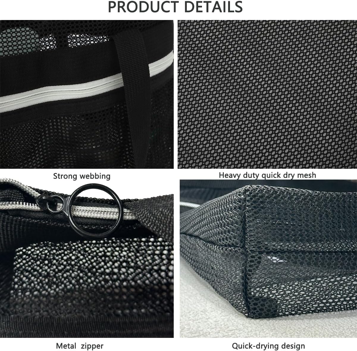 YUENCHING Mesh Shower Caddy Bag - Black