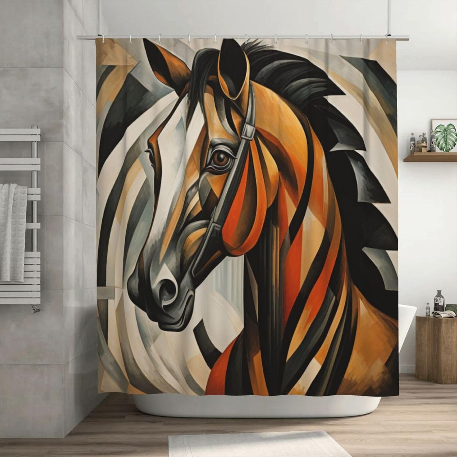 Zebra Shower Curtain Set with 12 Hooks 72x72in