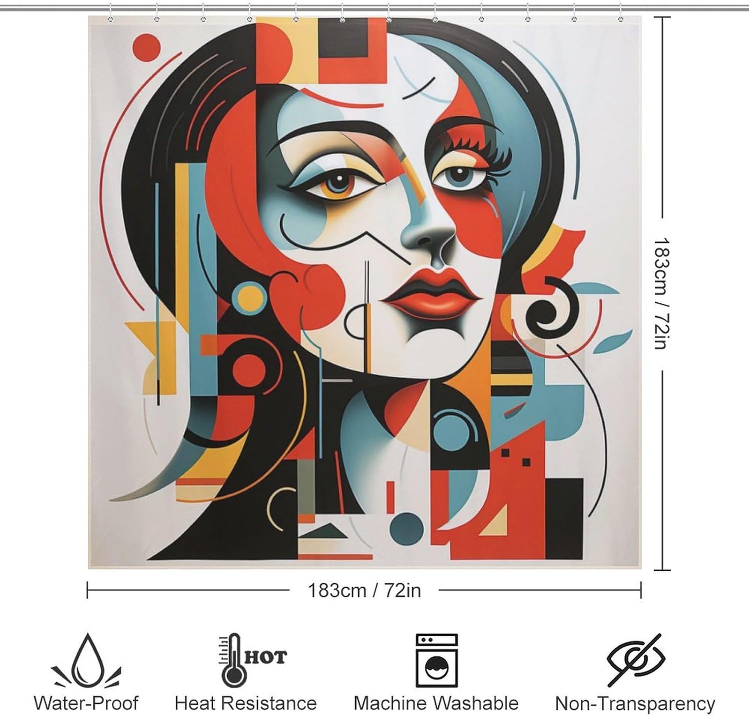 DAOWANGZUO Abstract Girl Boho Shower Curtain Set 72x72in