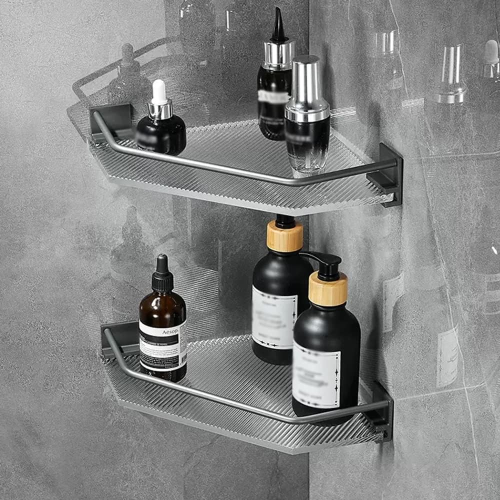ANNBKA Wall-Mounted Shower Caddy with Acrylic Triangular Basket