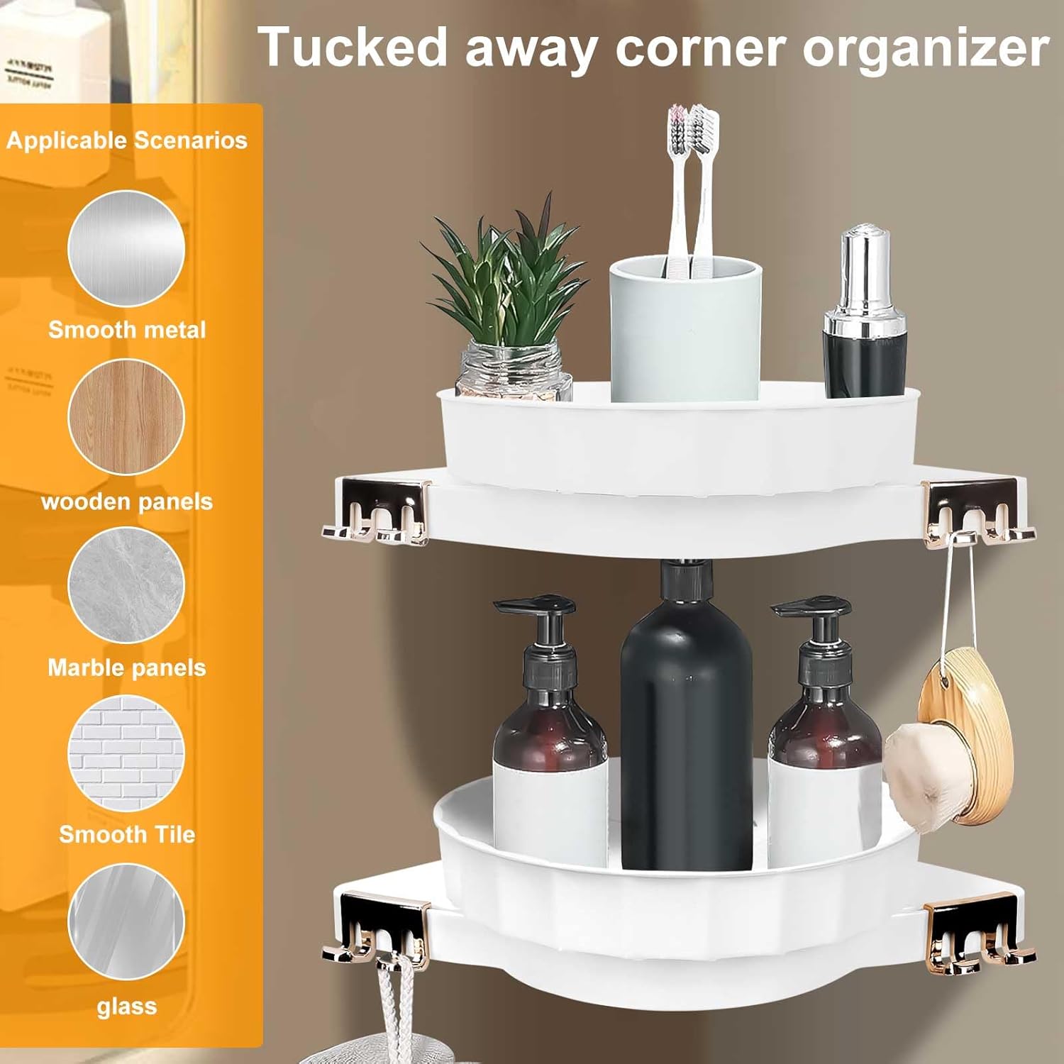360 Rotating Bathroom Storage Rack with Corner Design 1