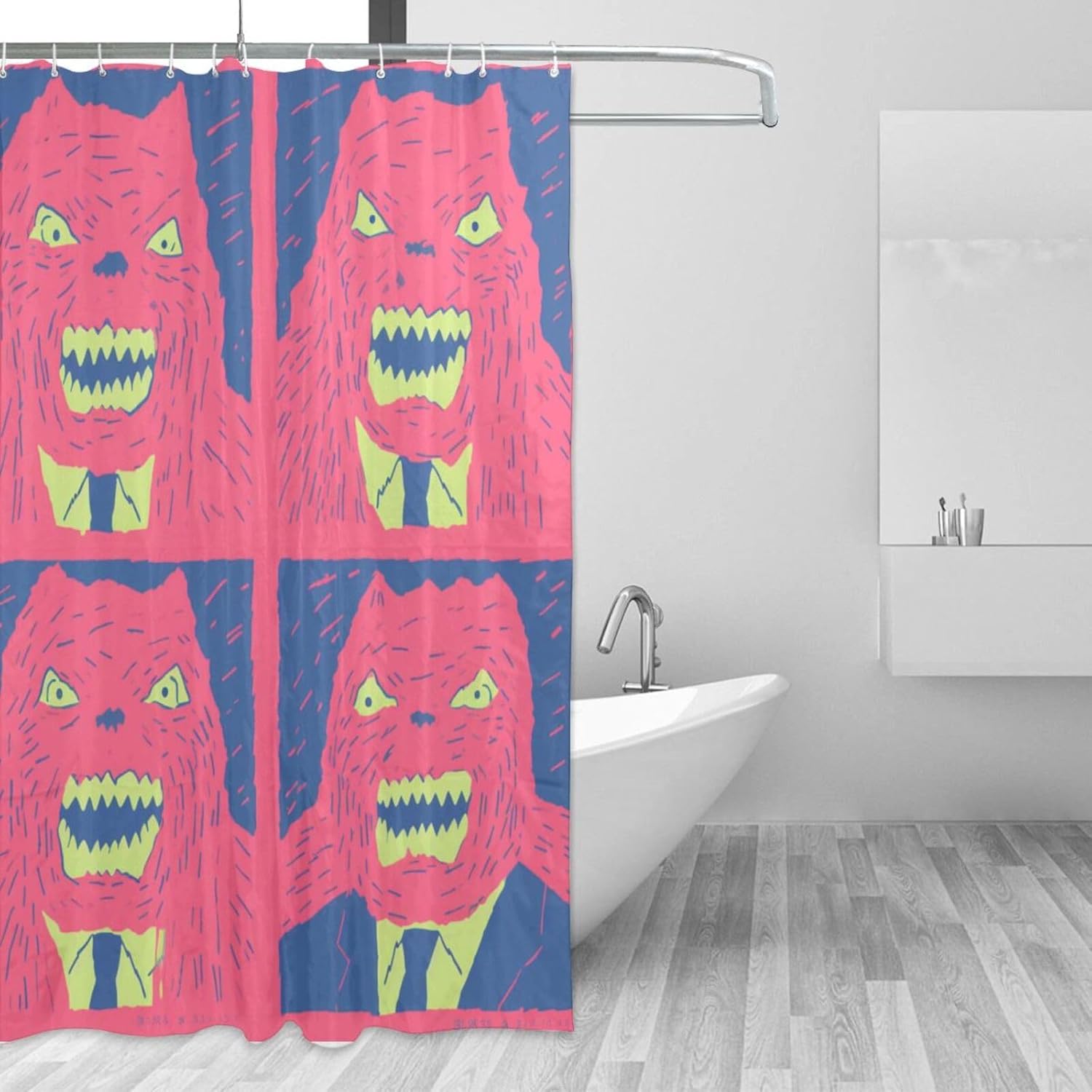 Red Devil Boho Shower Curtain Set with 12 Hooks