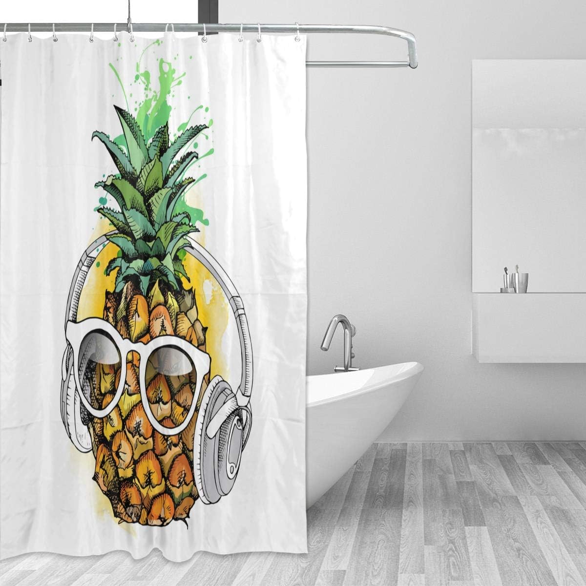 Cool Pineapple Shower Curtain 72x72 Inch with Hooks