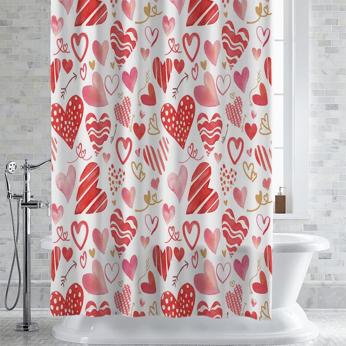 BestLives Valentines Shower Curtain with 12 Hooks