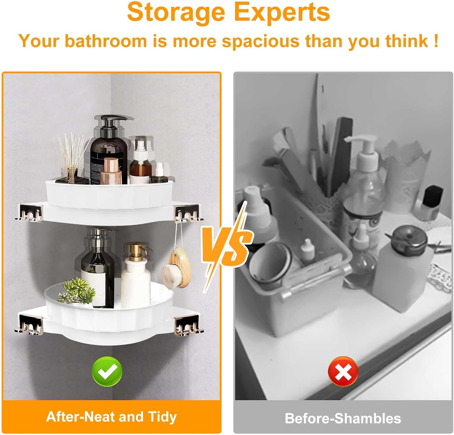 360 Rotating Bathroom Storage Rack with Corner Design 1