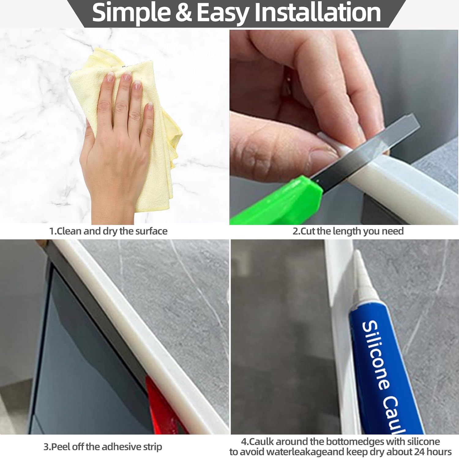 39 Inch Collapsible Shower Threshold Water Dam Barrier
