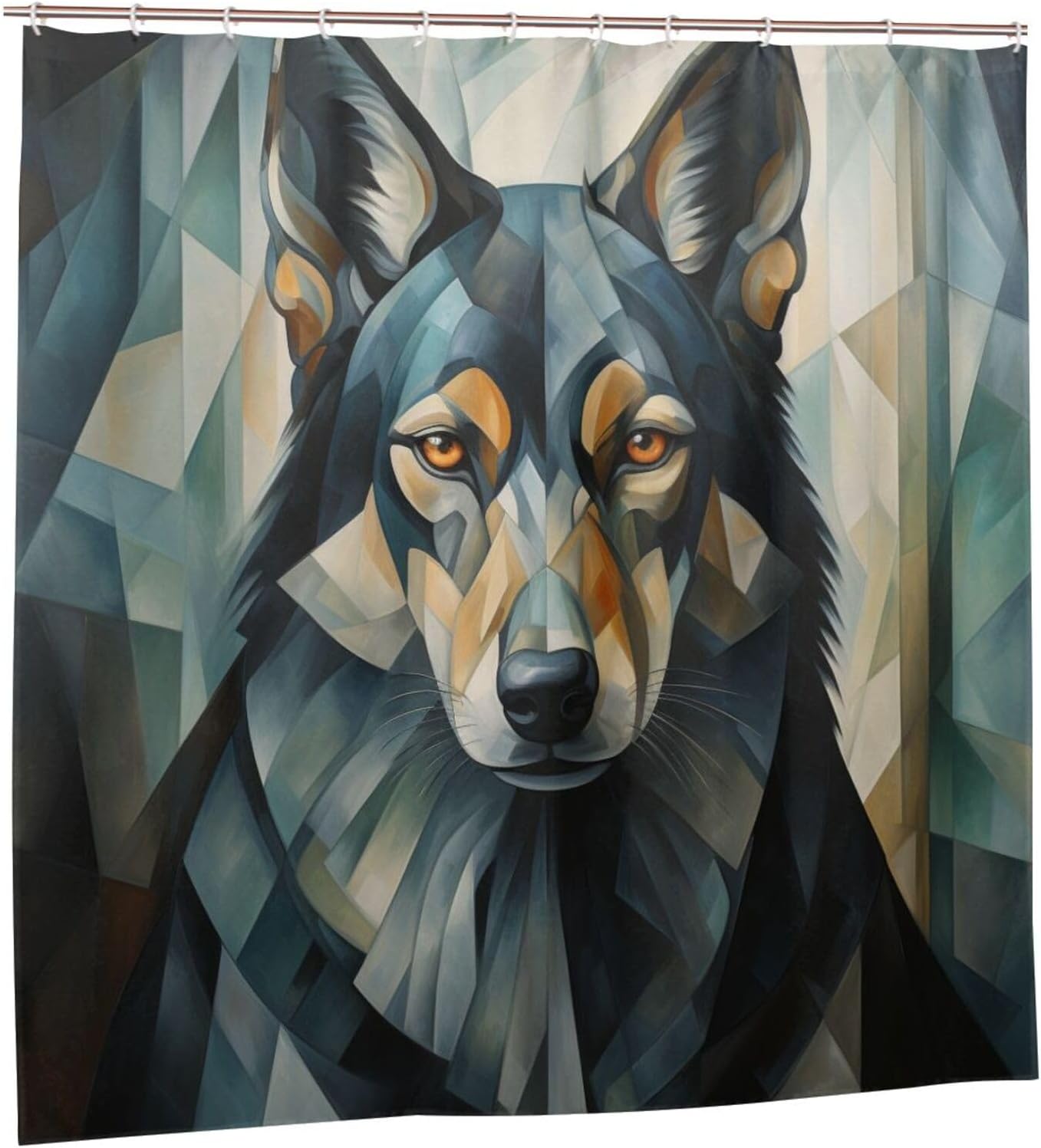 Black Dog Design Shower Curtain Set with 12 Hooks 72x72in