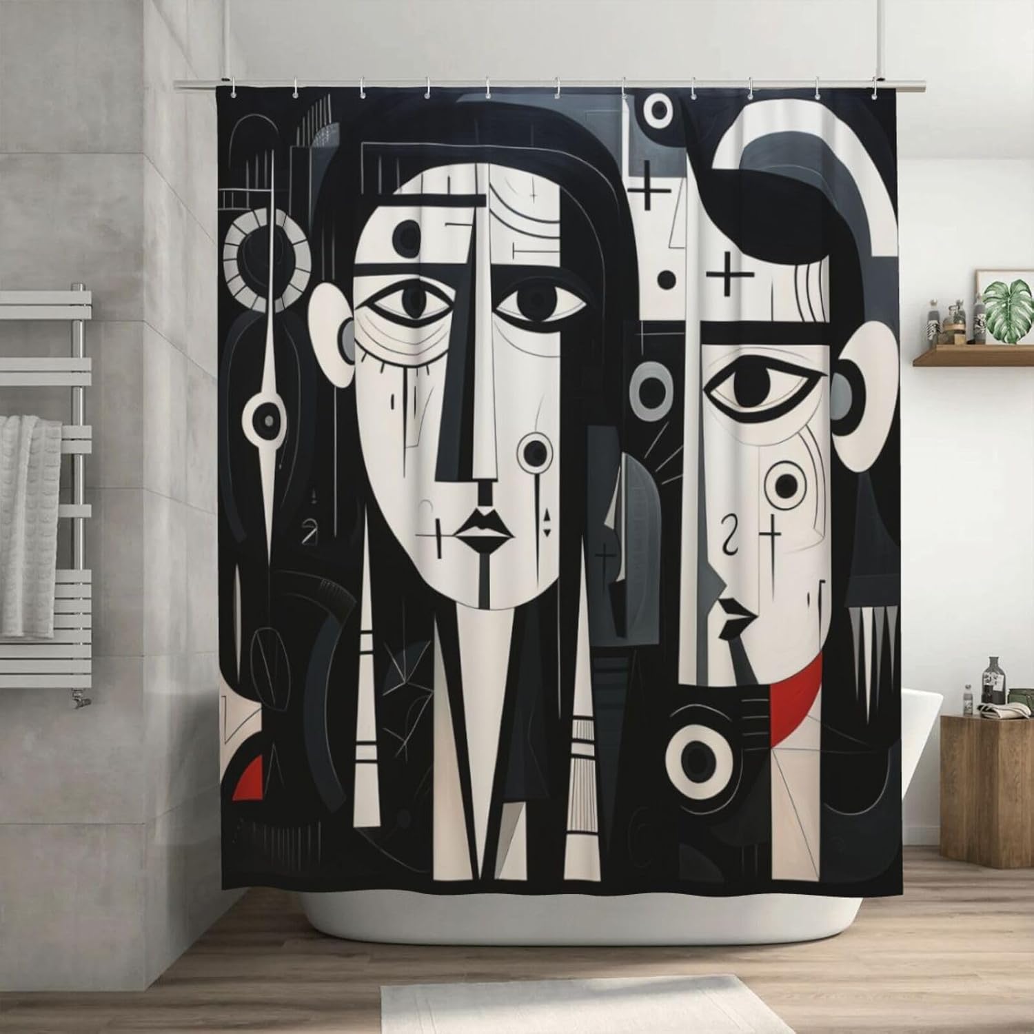 Sad Boy Shower Curtain Set with 12 Hooks 72x72in 1
