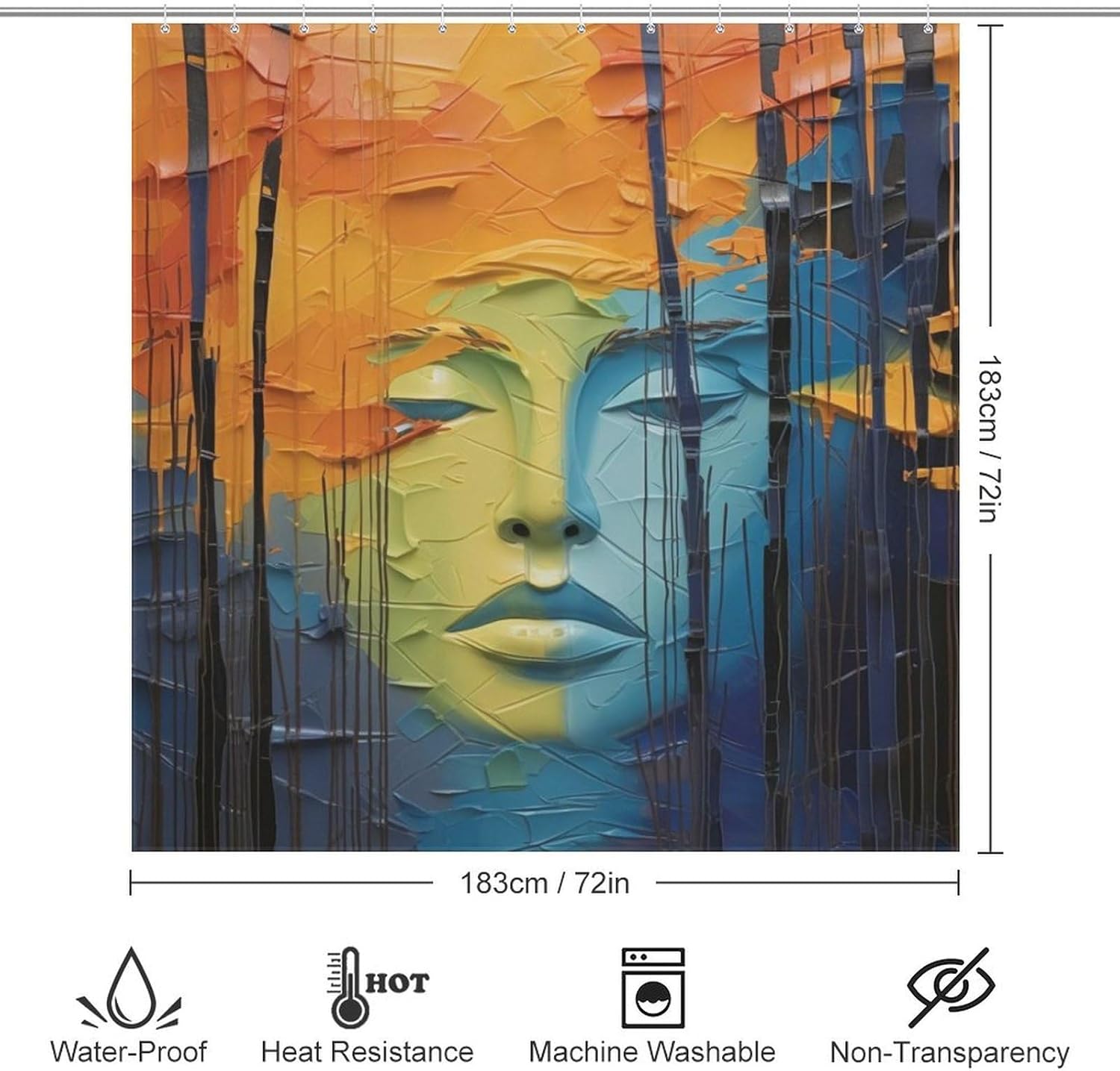 DAOWANGZUO Girls Face Shower Curtain Set