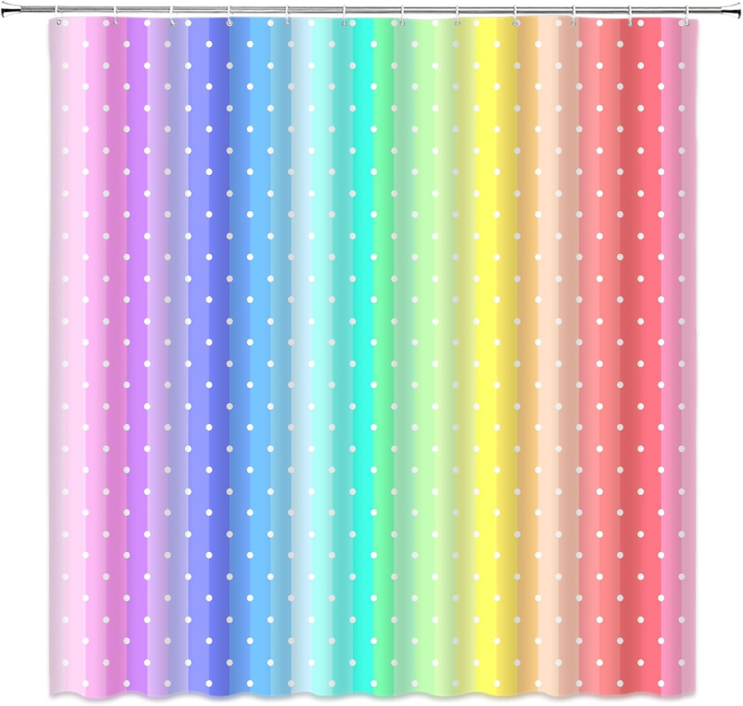 Colorful Polka Dots Shower Curtain Set with Hooks
