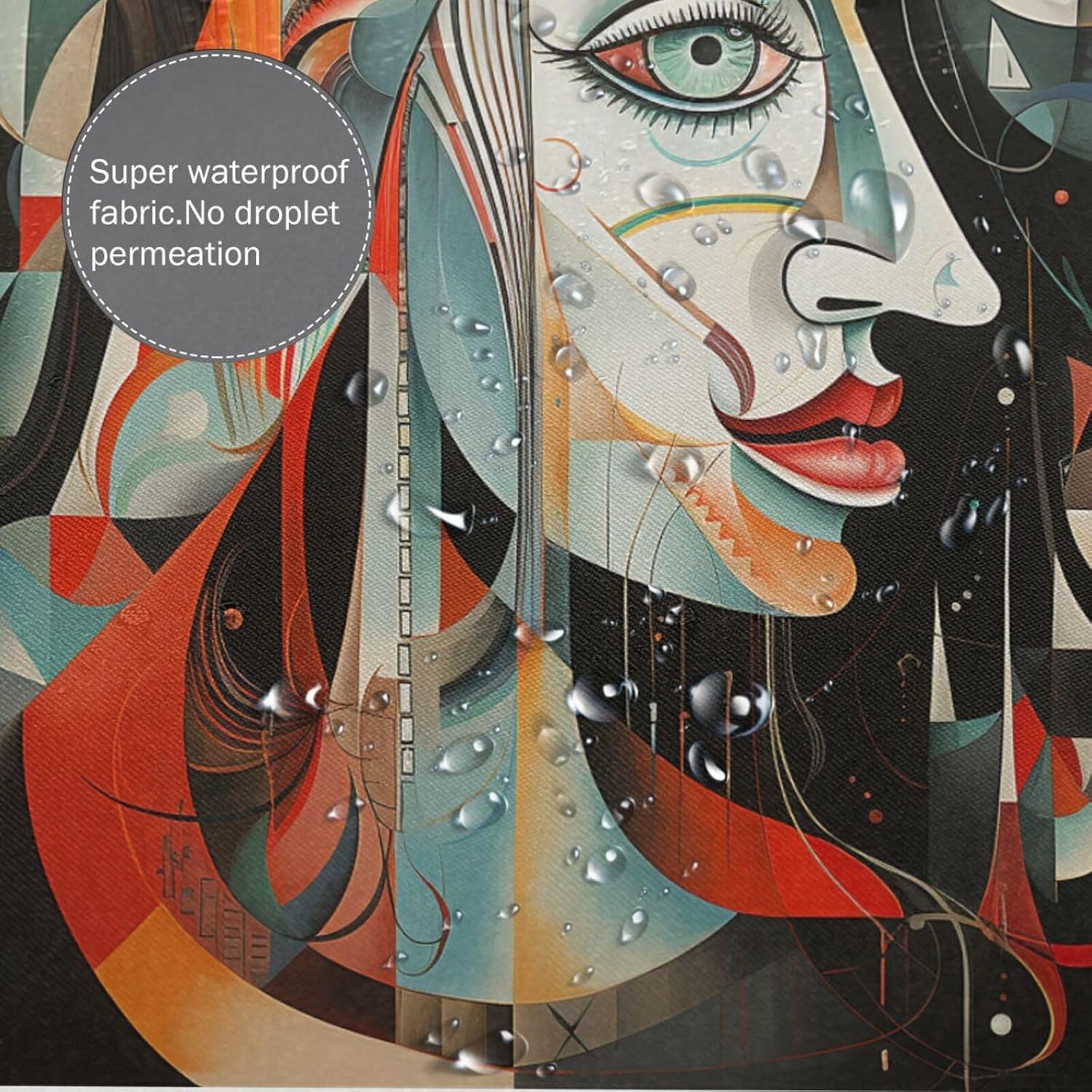 DAOWANGZUO Abstract Boho Face Shower Curtain Set 72x72in