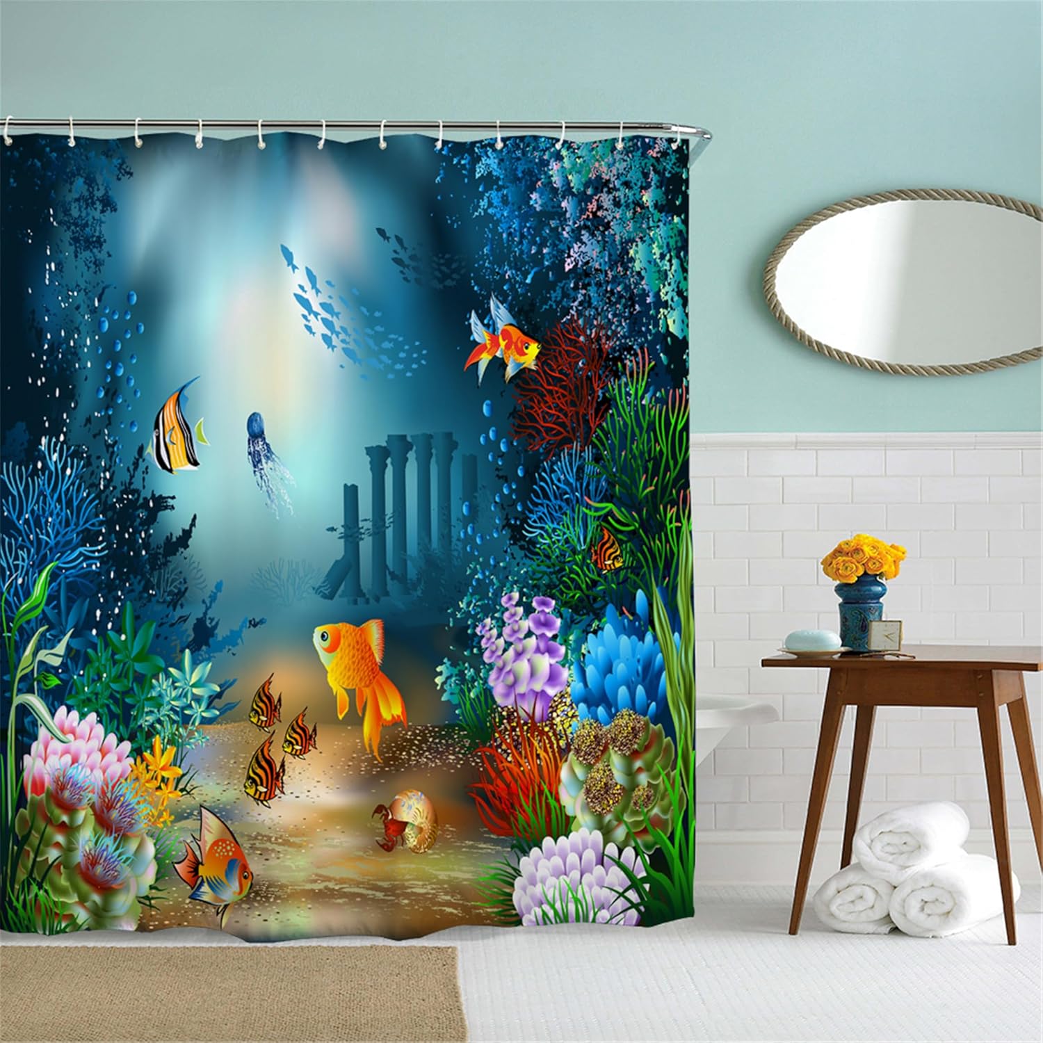 Goodbath Fish Shower Curtain 72x72 Waterproof 1